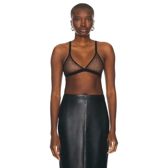 ALAÏA Sheer Bra in Noir Black 36 Womens Sheer Swiss Dot Bralette - Picture 5 of 15